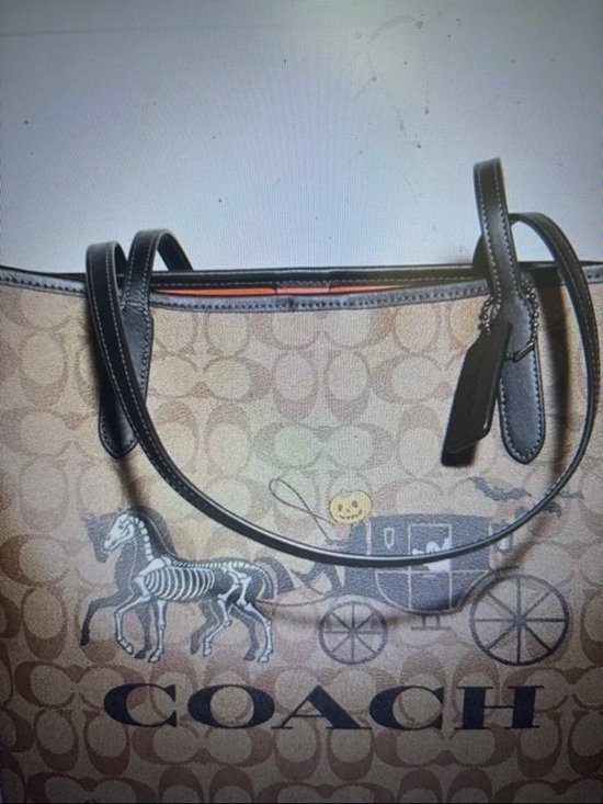 Coach Handbags - COACH Tan Signature Canvas Tote with Halloween Print